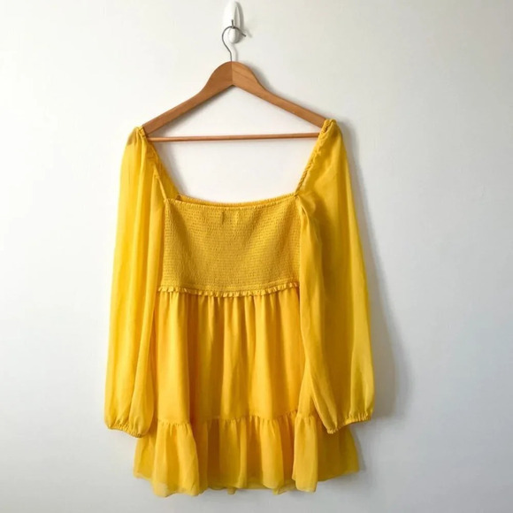 Aritzia Wilfred Tempest Long Sleeve Dress Sunflower  Yellow Size Large - Picture 5 of 9